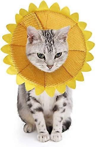 Cat Cone Soft Pet Recovery Collar Cotton Protective Cat Cone Alternative Adjustable Collar for Cat and Puppy, Yellow (S)