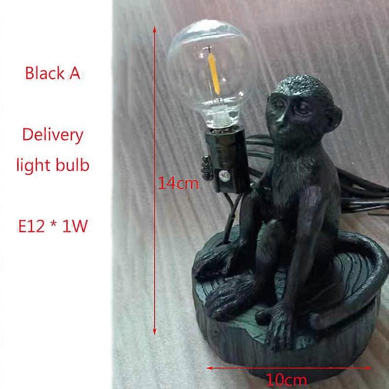 LED Resin Monkey Lamp, Nordic Style, Decorative Lighting from Nik, Perfect for a Desk or as a Birthday Gift, EU/AU/US/UK Plug