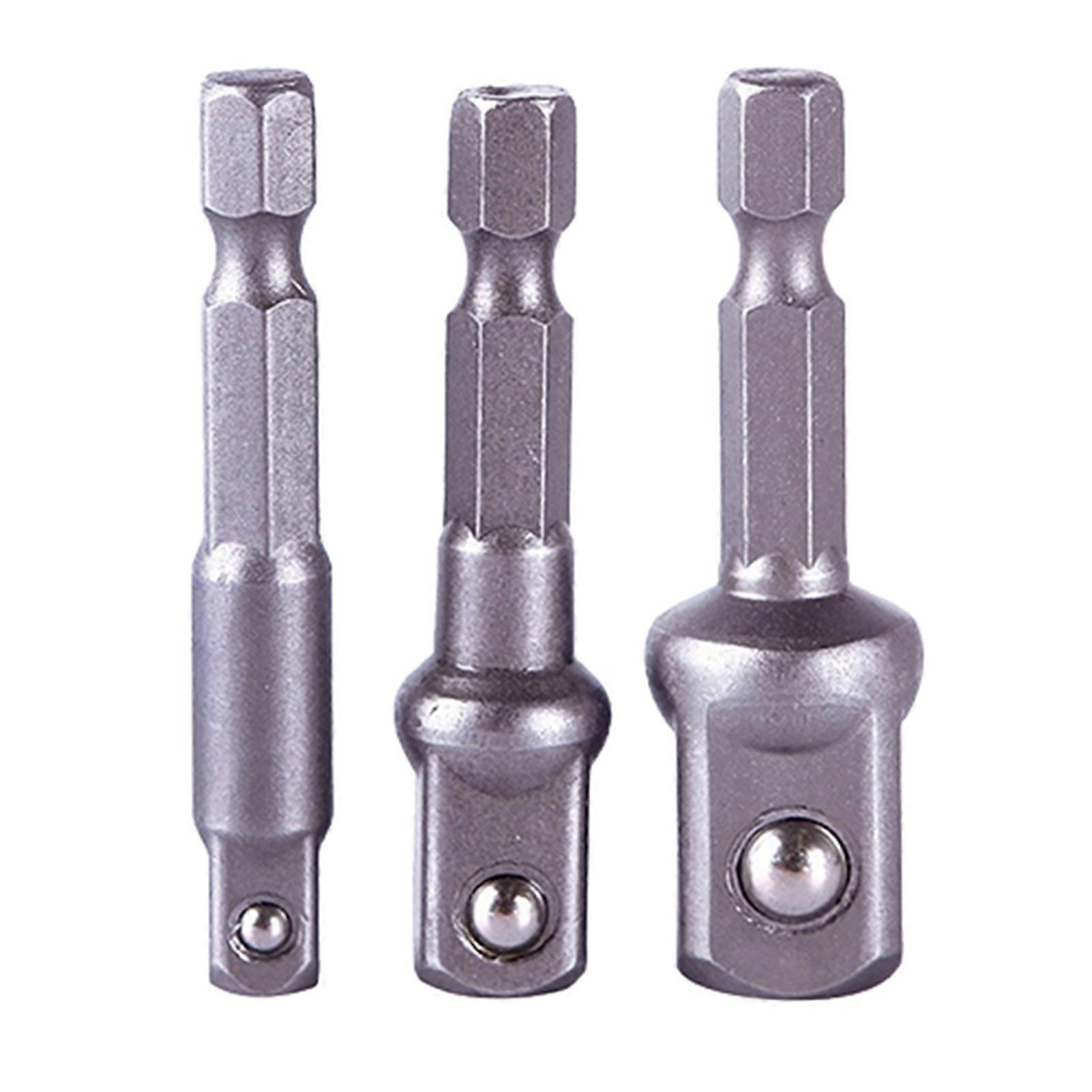 3Pcs Socket Adapter Set Hex Shank to 1/4