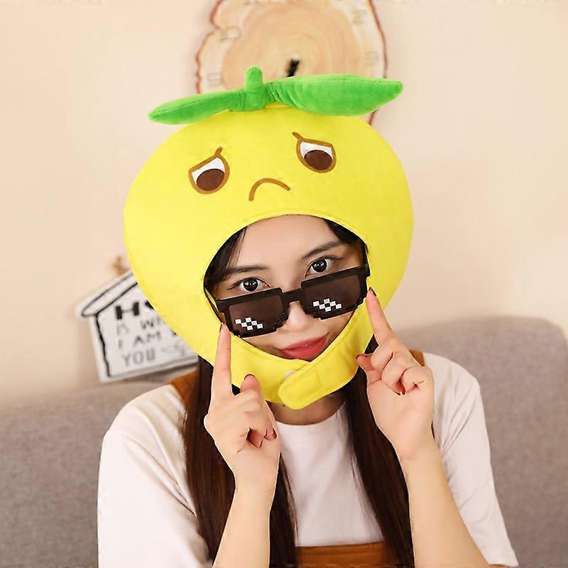 かわいい面白いレモンヘッドキャップぬいぐるみフルーツキャップ写真小道具