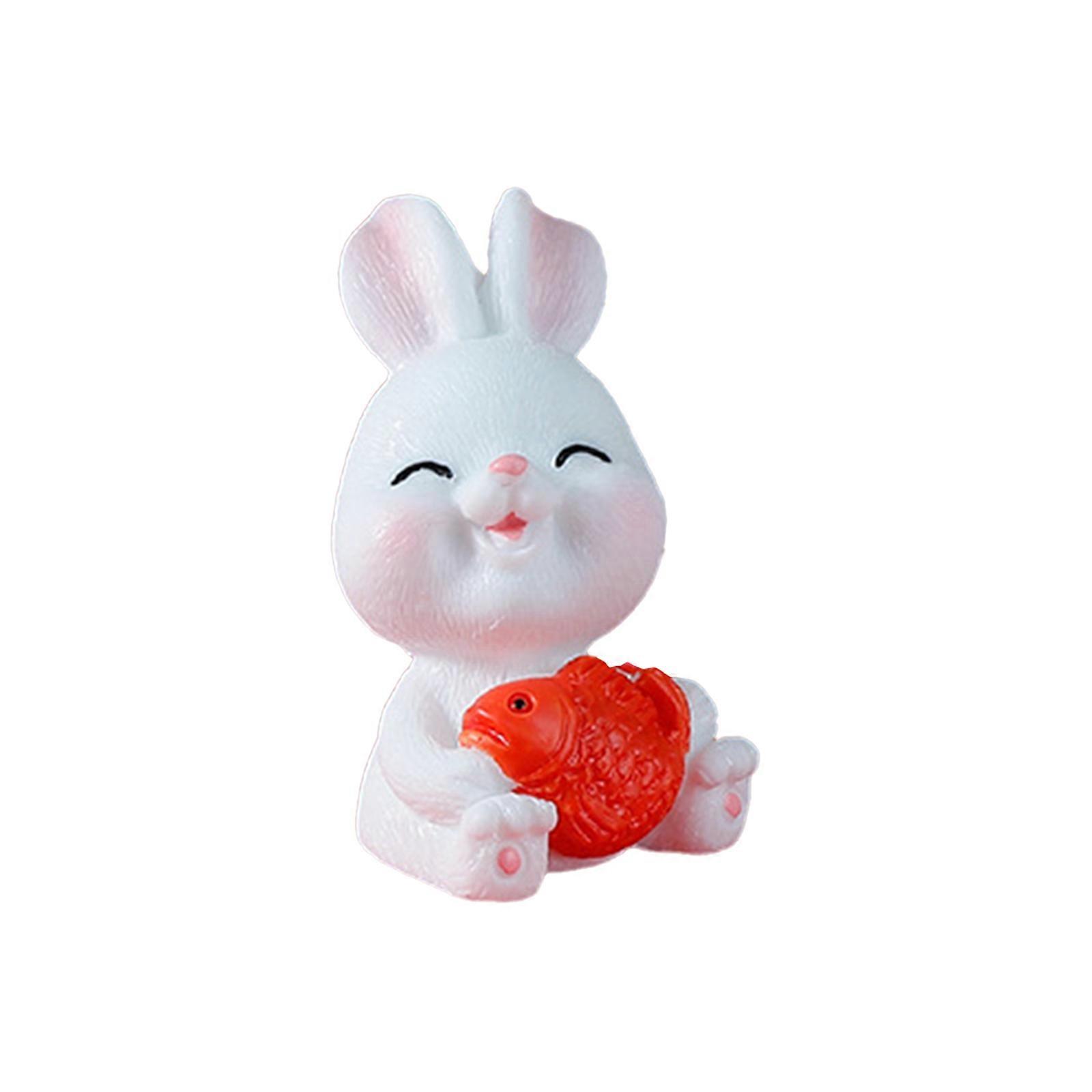 Bunny Statue Smooth Surface Animal Model Rabbit Ornaments Miniature Decor Resin Fast