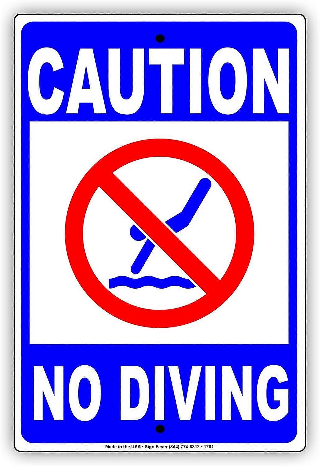 LINCMAN Caution No Diving With Graphic Shallow Water Pool Safety Protection Alert Attention Warning