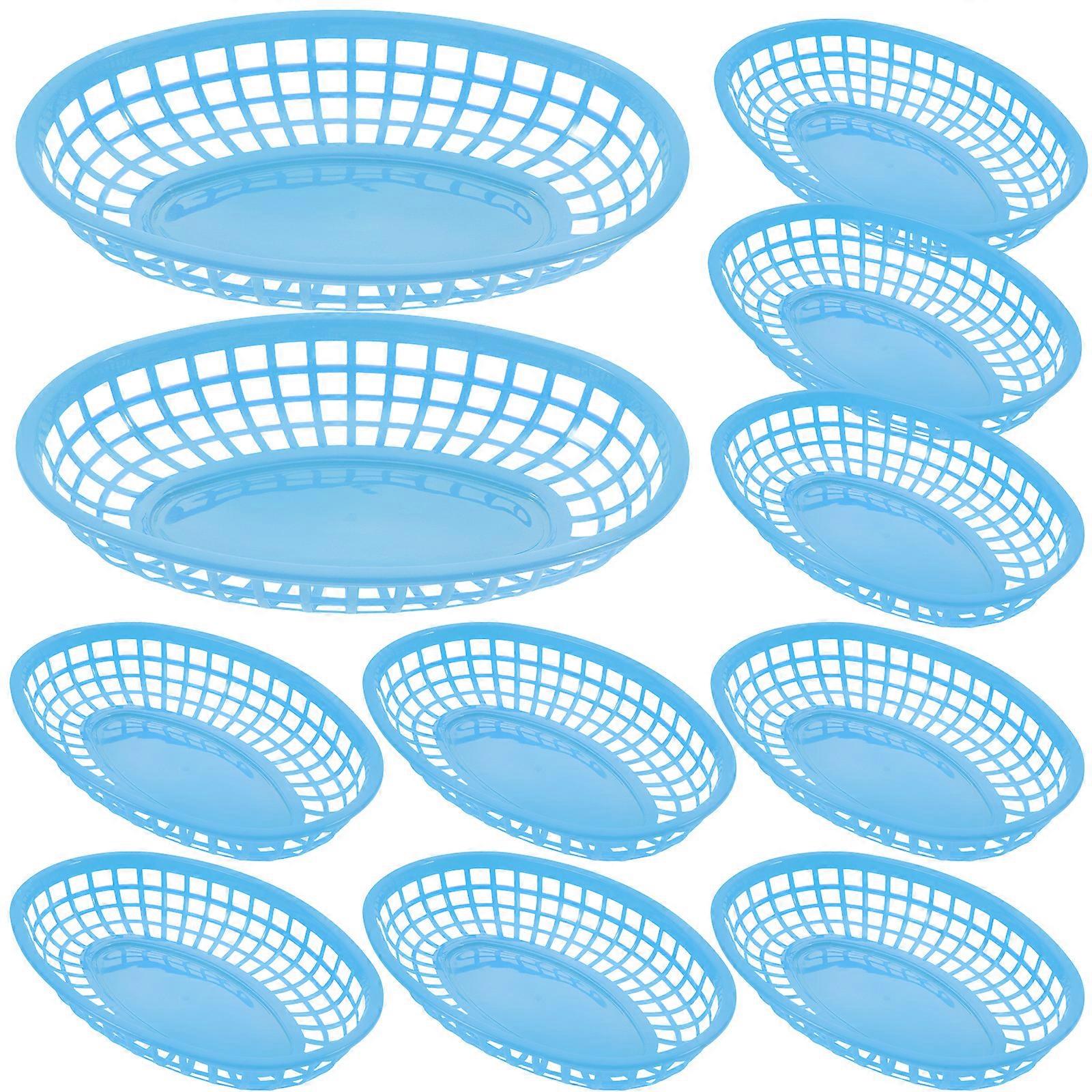12pcs Plastic Serving Baskets Reusable Fast Food Baskets Chicken Burgers Baskets