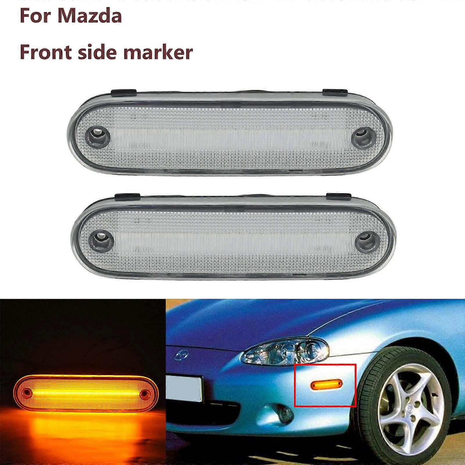 FOR Mazda MX5 miata 1990-2005 Clear or Smoked lens amber front LED side marker lamp Turn Signal amber Lights