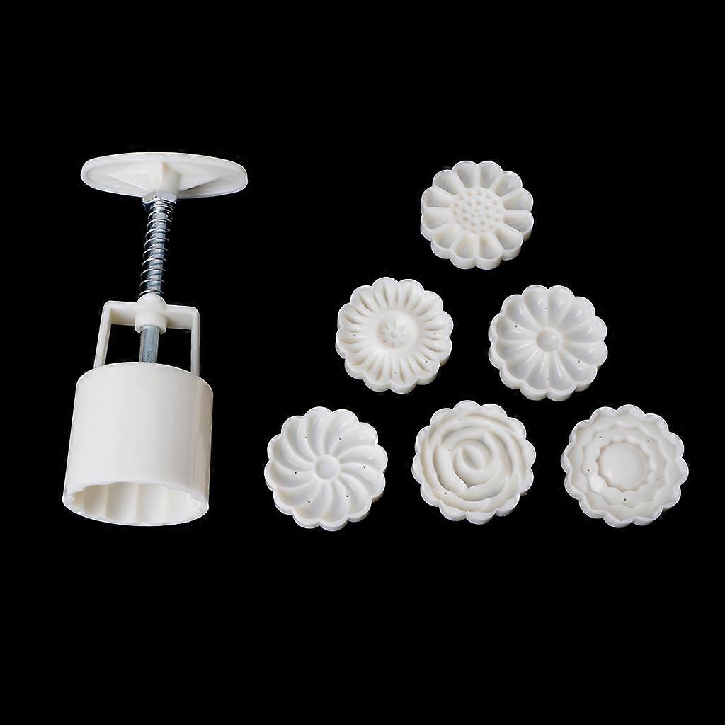 Ay Kek Kalıbı Kalıp ile 6 Adet Pullar Yuvarlak Çiçek Pasta Mooncake El DIY Aracı