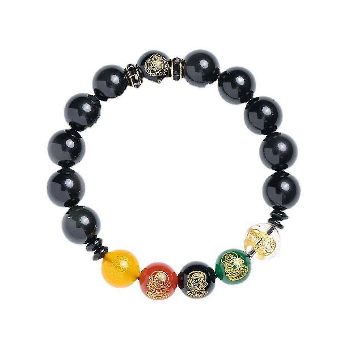 Jewelry Crystal Bracelet 10mm Natural Colorful Obsidian Beaded Charm Bangle Stretchy