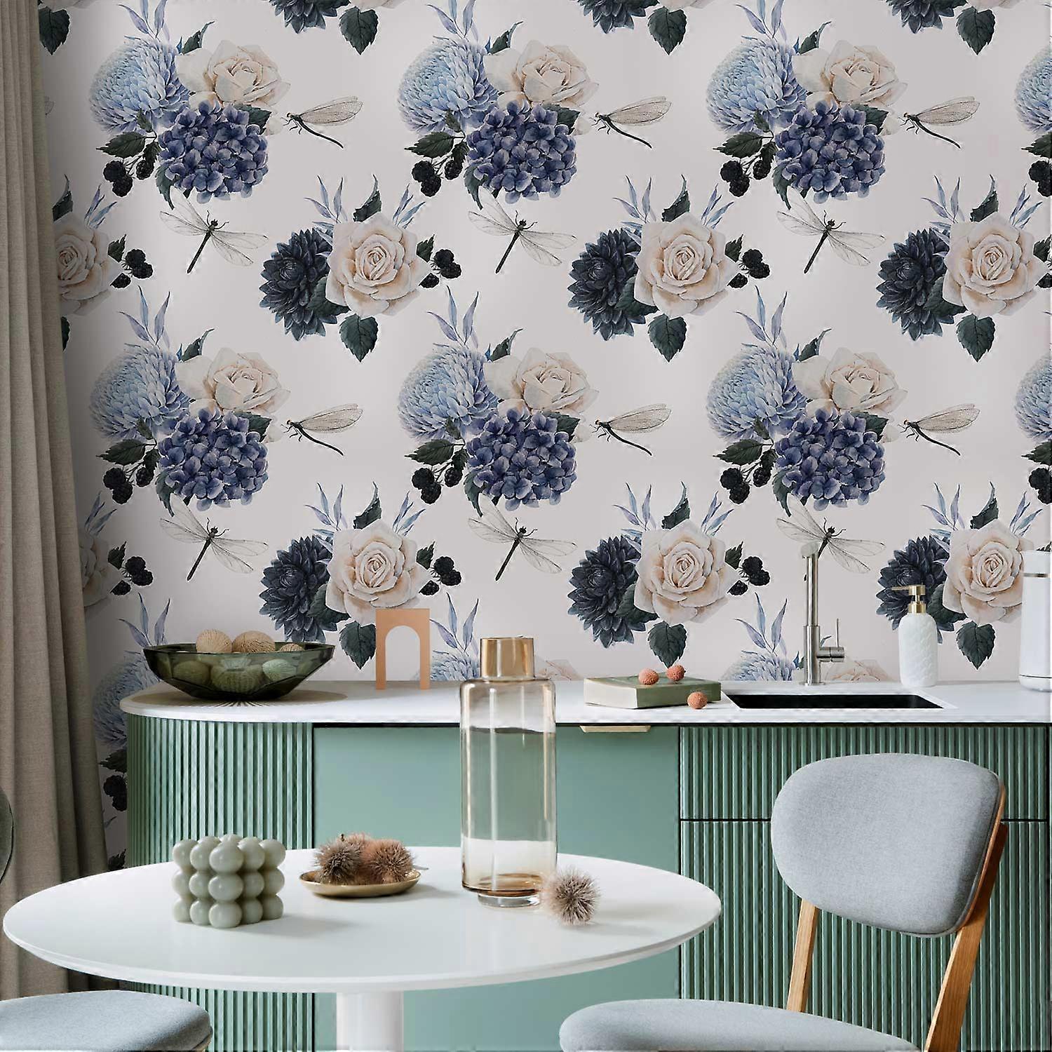 Wallpaper - Roses and Hydrangeas