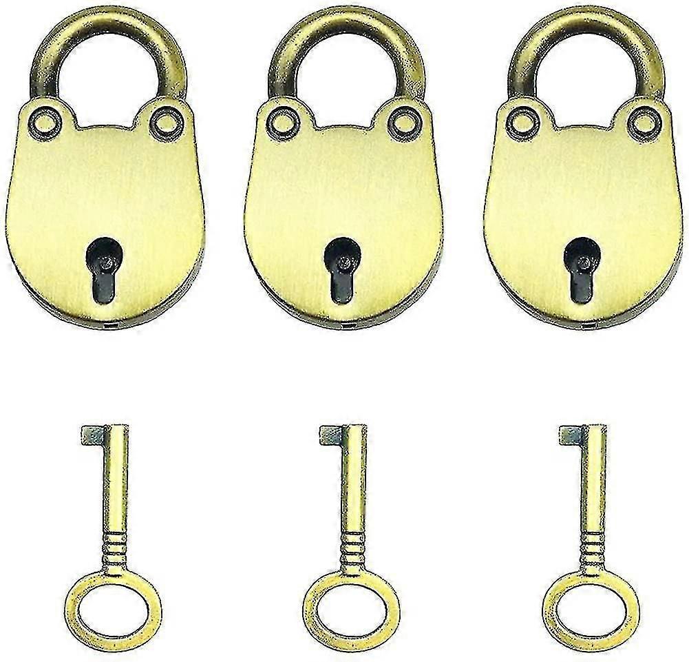 3pcs Vintage Antique Style Mini Bear Head Archaize Padlocks Key Lock With Keys