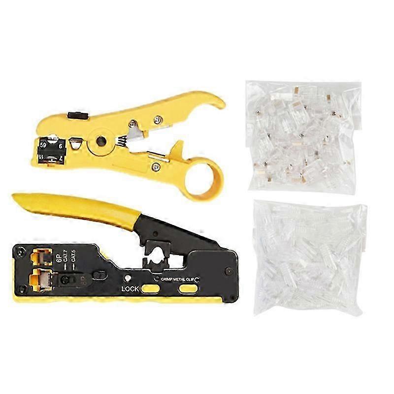 Ez Cat7 Rj45 Crimper Kit Network Tools Pliers With Cat6 Rj45 Connector And Rj45 Cap For Rj12 Cat5 C