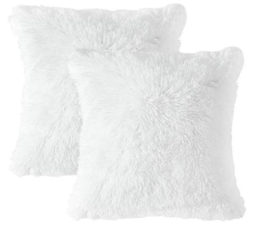 2 Pieces Fluffy Pillow Covers, Square Faux Fur Pillows Soft Artificial Fur Throw Pillowcase Fluffy Fur Fur Pillows Decorative Throw Pillows