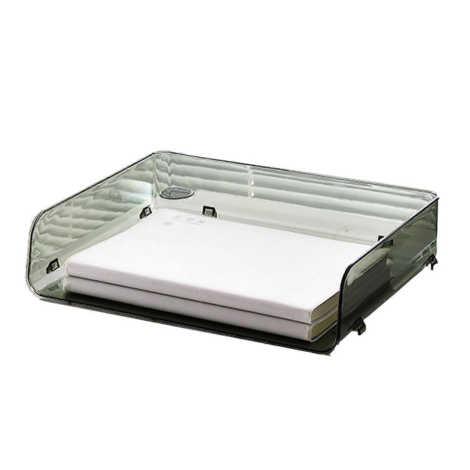 A4 Paper Storage Box Stackable Plastic Large Opening Single Layer Desktop File Organizer for Office