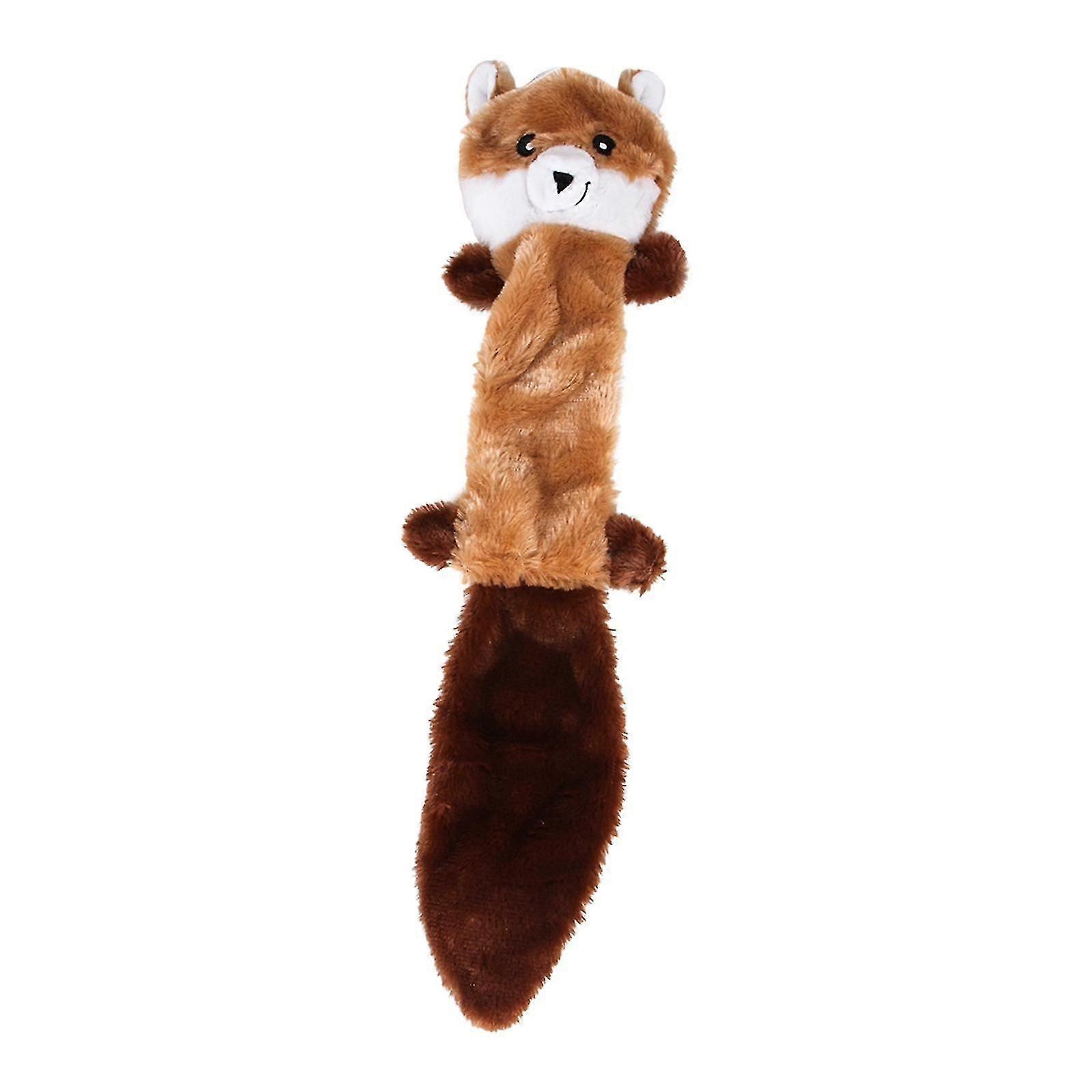 No Stuffing Plush Teething Soft Cute Dog Squeaky Toy for Small to Large Dogs Brown