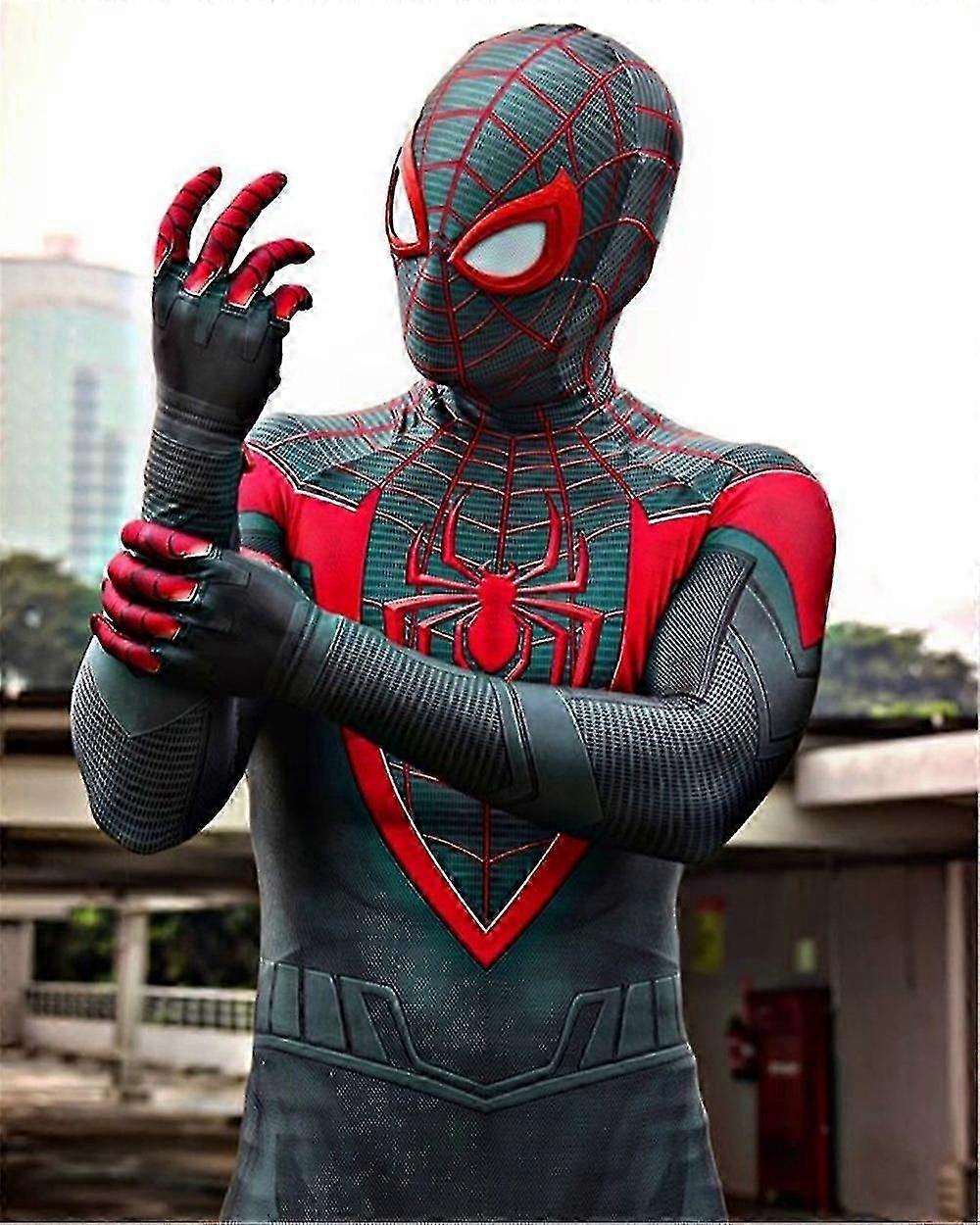 Απόκριες Ενήλικες Παιδιά Μάιλς Μοράλες Ps5 Spiderman Peter Parker Υπερήρωας Cosplay Κοστούμι Ολόσωμο Zentai Second Skin Party E