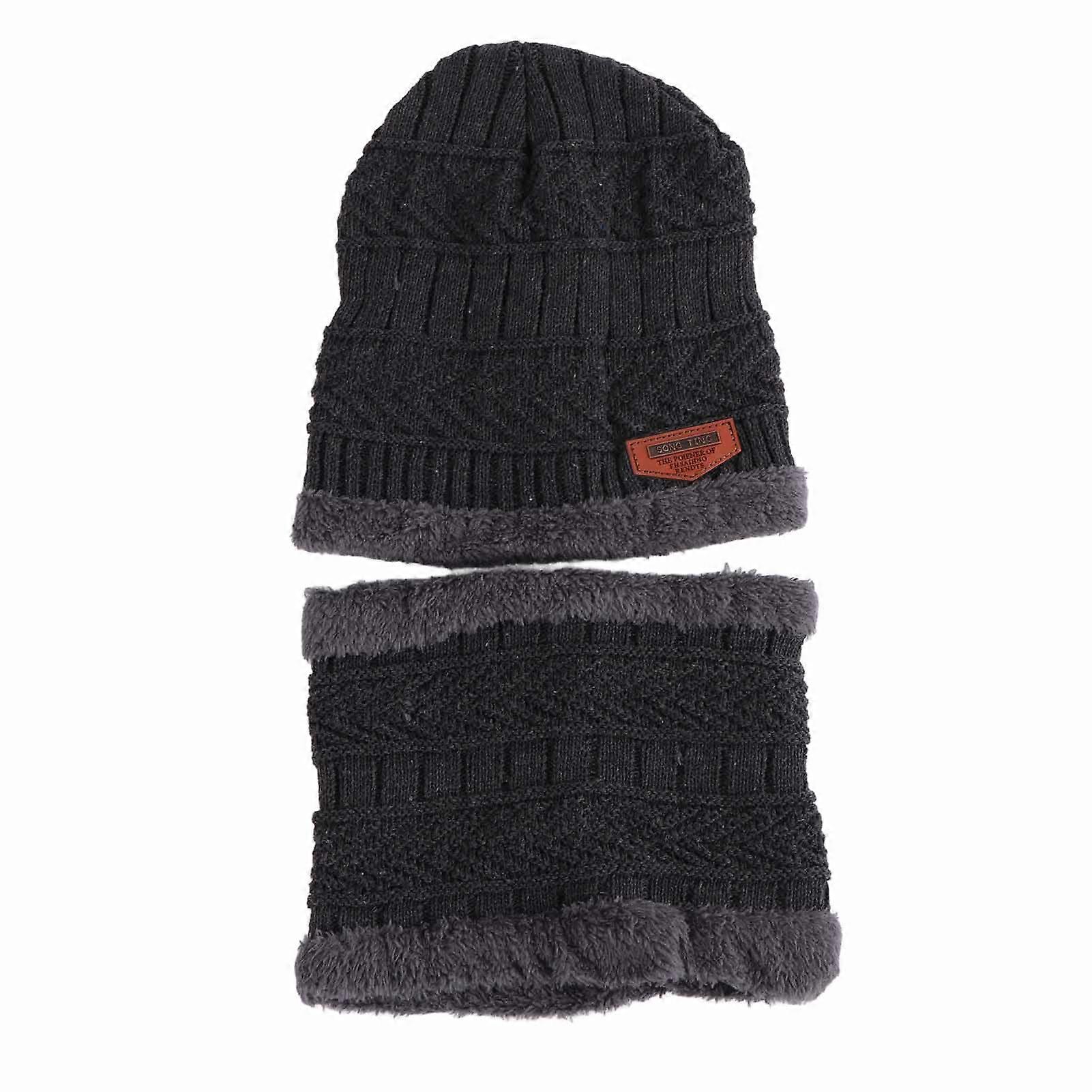Winter hat mask set thickened soft and comfortable polyester warm ladies knitted hat with mask for men and women