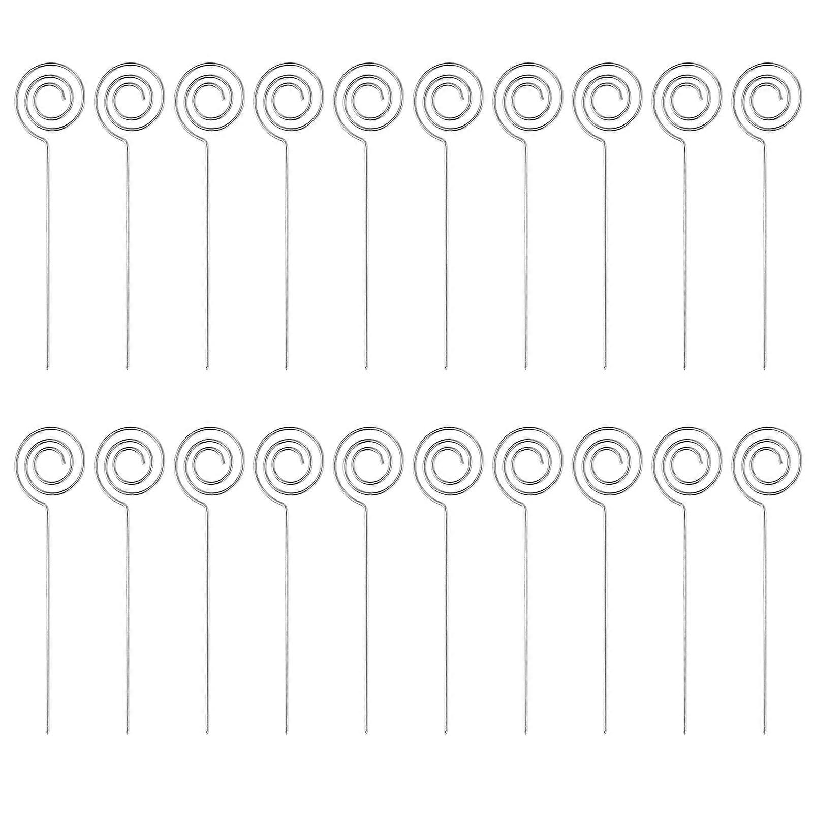 Set di 20pcs Round Shaped Crafts Wire Clip Table Card Holders Nota Foto Picture Memo Clips Oro Colore Argento per il fai da te Argento