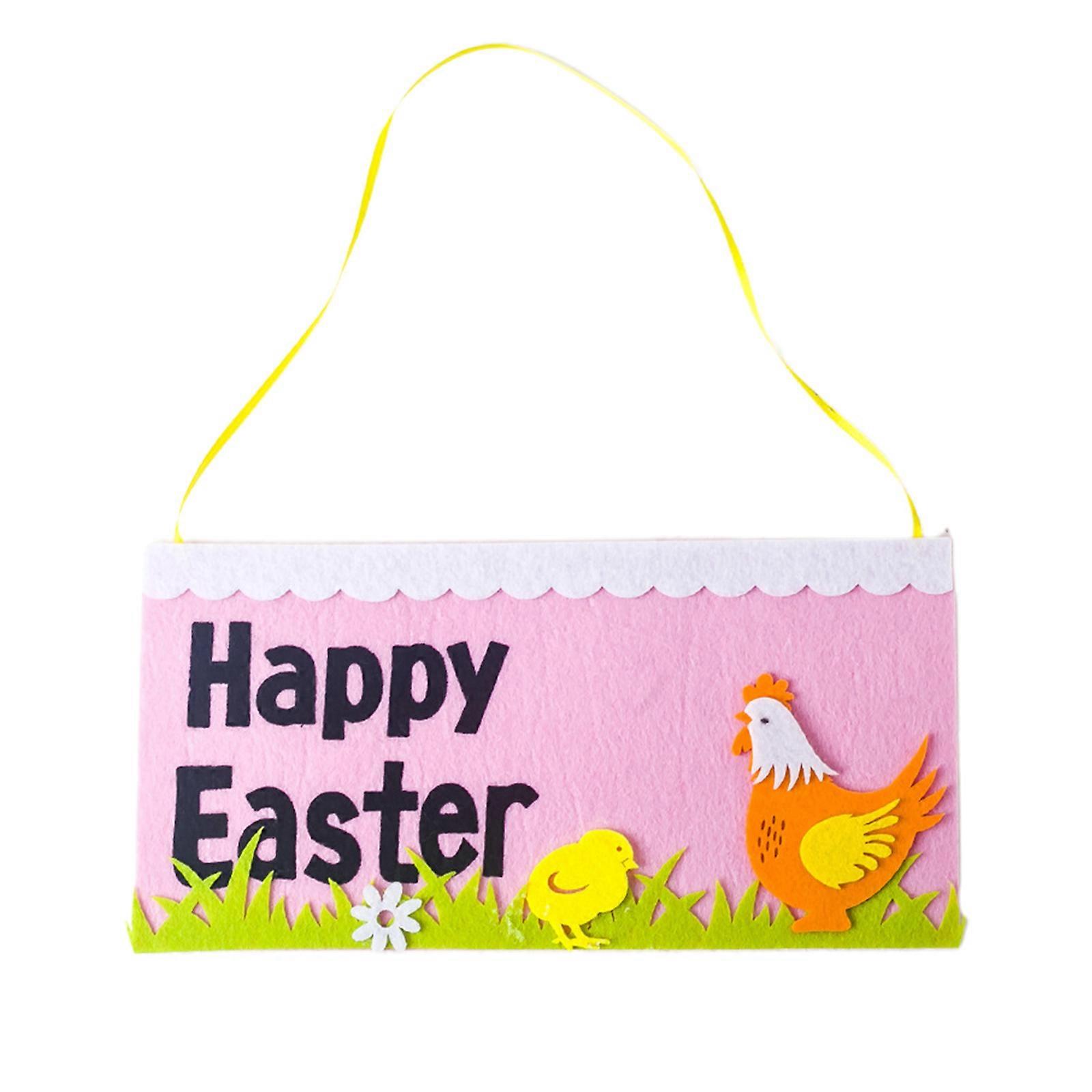 Happy Easter Hanging Sign Non Woven Fabric Rectangle Door Plaque