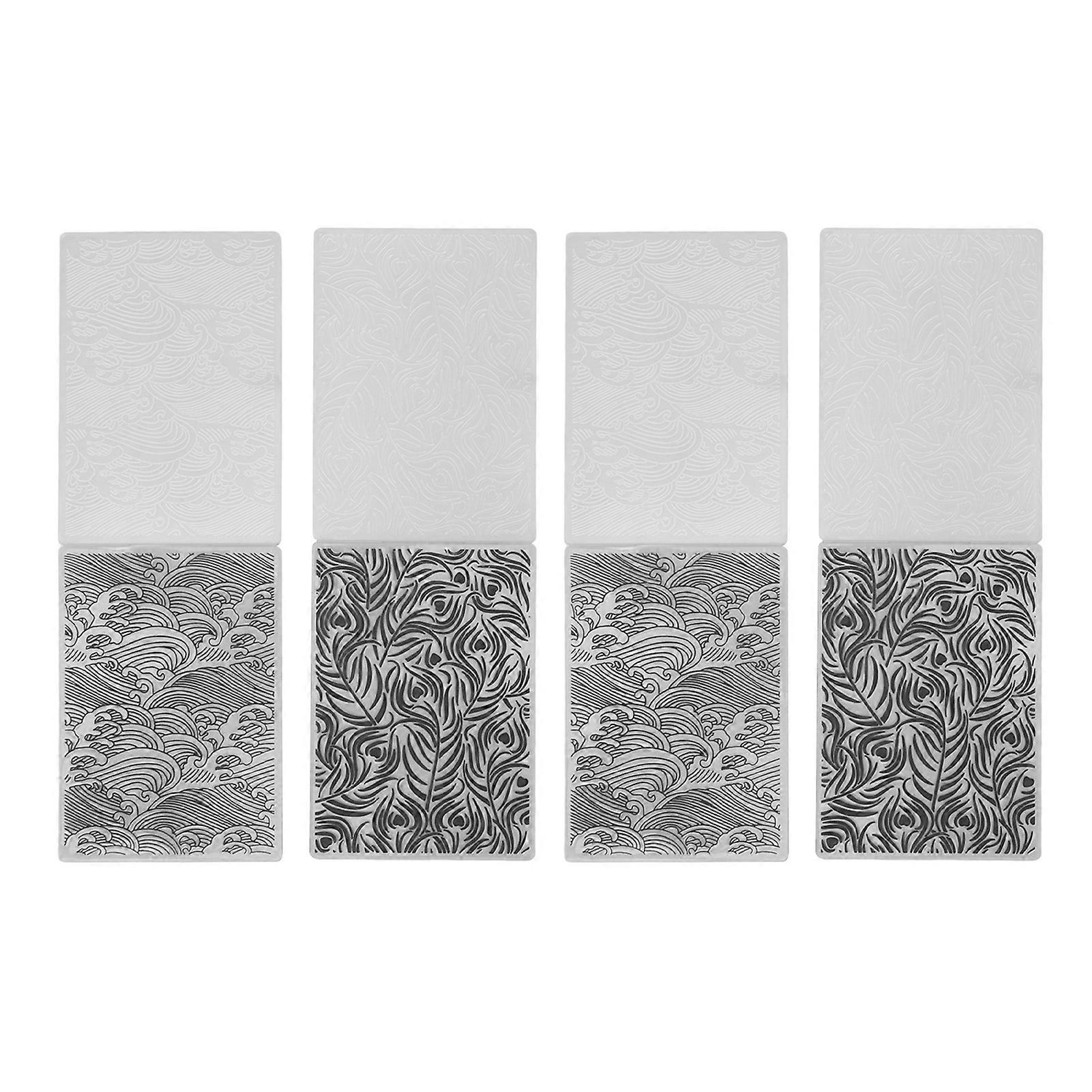 4Pcs Plastic Embossing Folders Billow Plant Style Reusable Easy to Use Embossing Template Folders for Card Envelope DIY