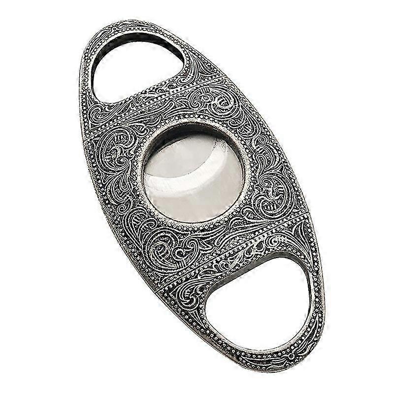 Cigar Cutter, Oval - shaped with Intricate Engraved Patterns, Double - loop Design for Easy Grip, Sharp Blade for Precise Cuts