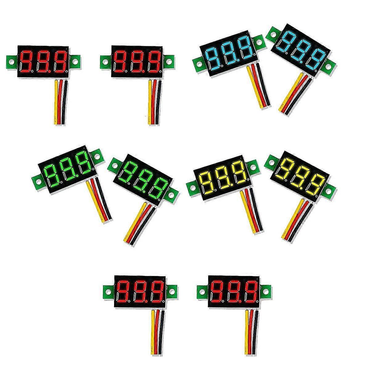 Mini DC Voltmeter Display 3-Wire DC 0-100V Voltage Tester 10PCS 0.28 Inch LED Panel 4 Colors Combined