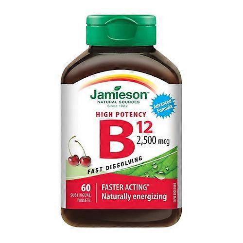 Jamieson Vitamins Vitamin B12 Fast Dissolving Tablets Methylcobalamin Cherry,2,500 Mcg,60 Sublingual