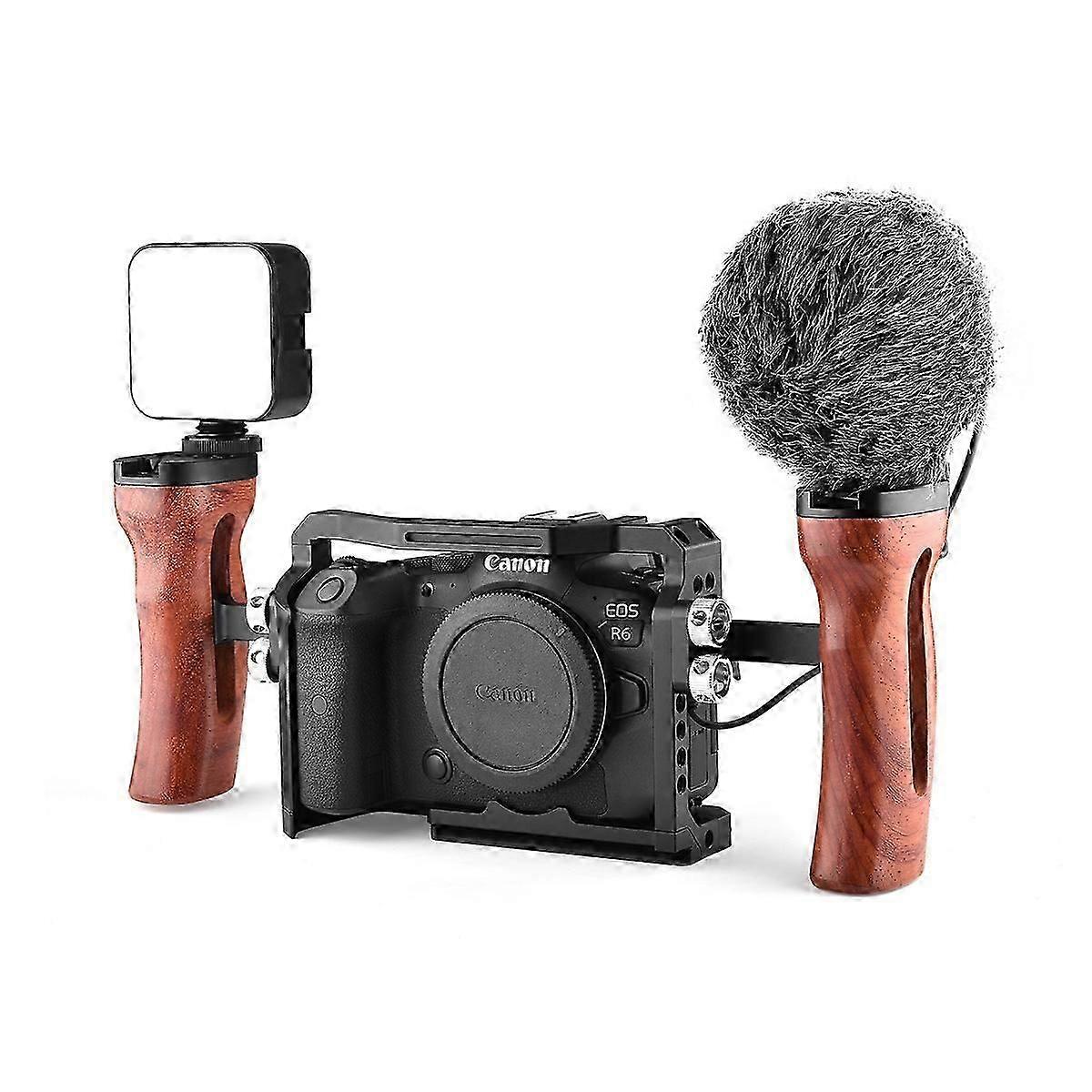 SmallRig Wooden DSLR Camera Hand Universal Grip Mini Side Handle (ARRI-Style Mount) with Cold Shoe for Sony/Nikon Camera