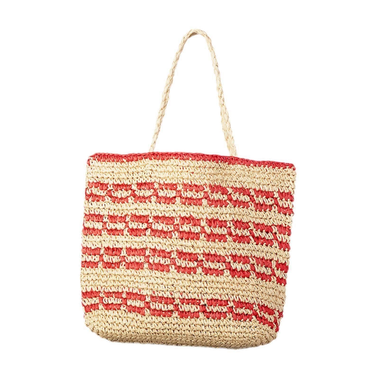 Woven Shoulder Bag Lightweight Top Handle for Commuting Summer Spring