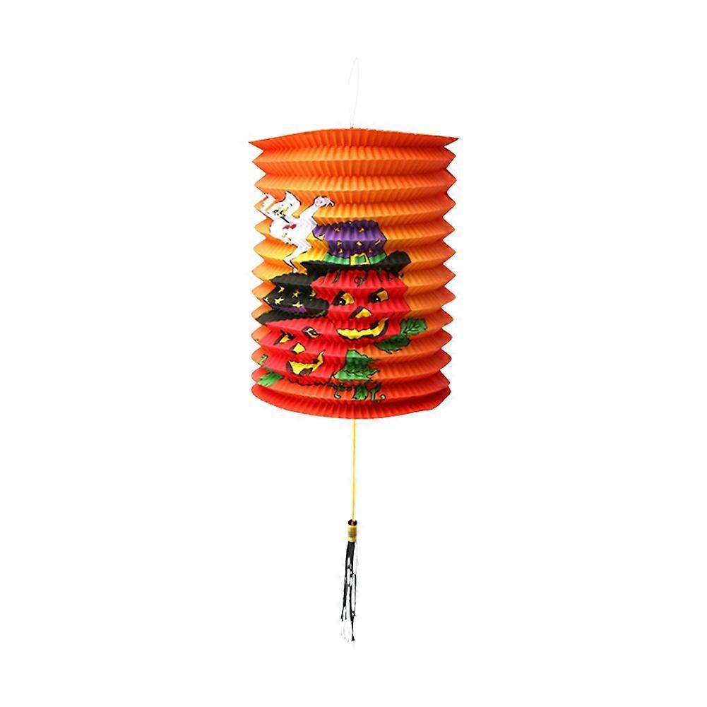 Cylindrical Pumpkin Lantern for Halloween Party Bar KTV Decoration - LED Lights, Orange Color, Durable Plastic
