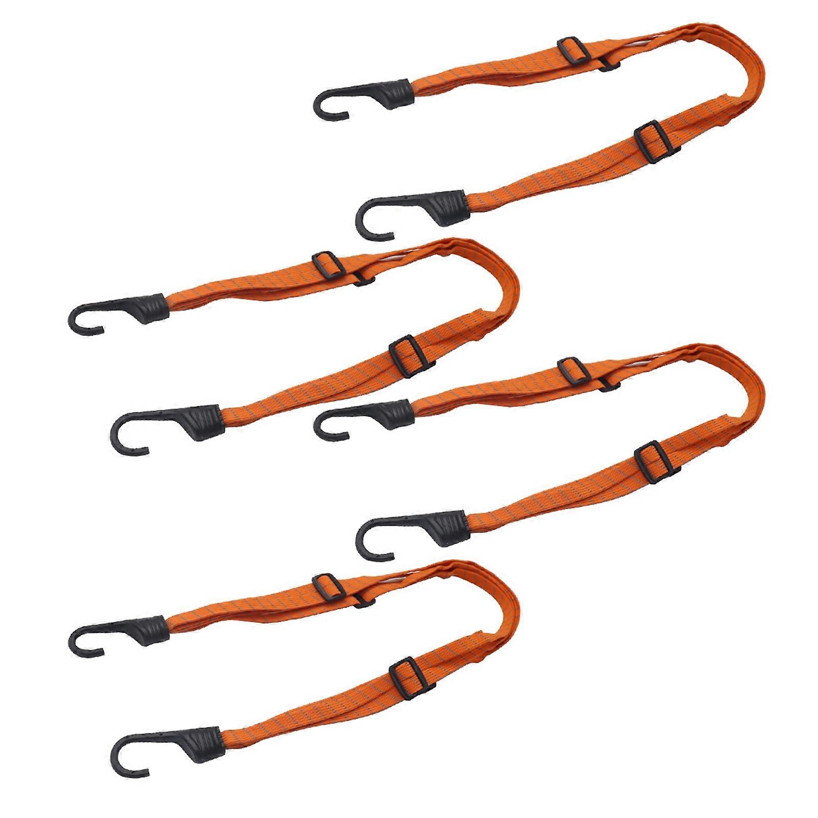 Pakke med 4 bagagestrammere 3-i-1 binderem Elastisk ekspander med kroge passer til taskestativ Cykler Motorcykler Orange 90cm