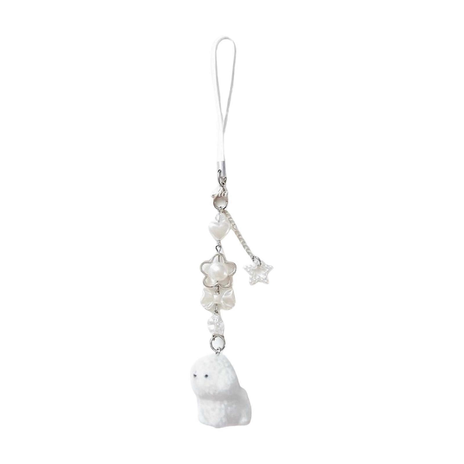 Eye Catching Key Chain Colorful Beaded Keychain Flocking Dog Pendant for Bag and Mobiles Stylish Key Rings Accessory