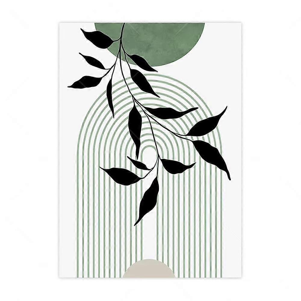 Bohemisk Grön Vägg Konst Geometrisk Minimalistisk Blad Abstrakt HD Canvas Affisch Utskrifter Hem Sovrum Vardagsrum Inredning Gåva