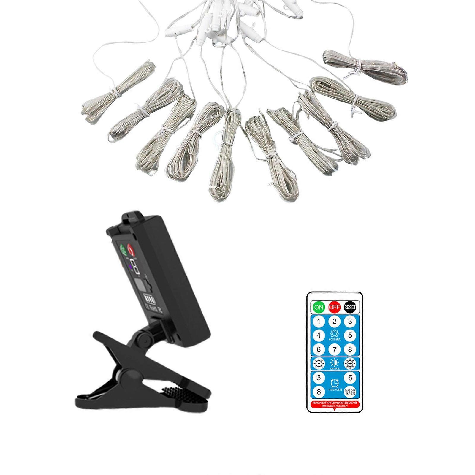 Solar LED Beach Camping Umbrella Light 8 Modes IP68 Clip Type Solar Panel USB Chargeable Remote Control Mode Display Power Display Sof String