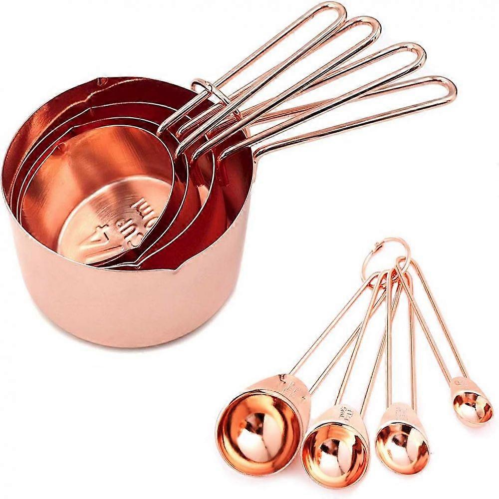 Rose Gold Measuring Cups, Spoons Set, Dishwasher Safe