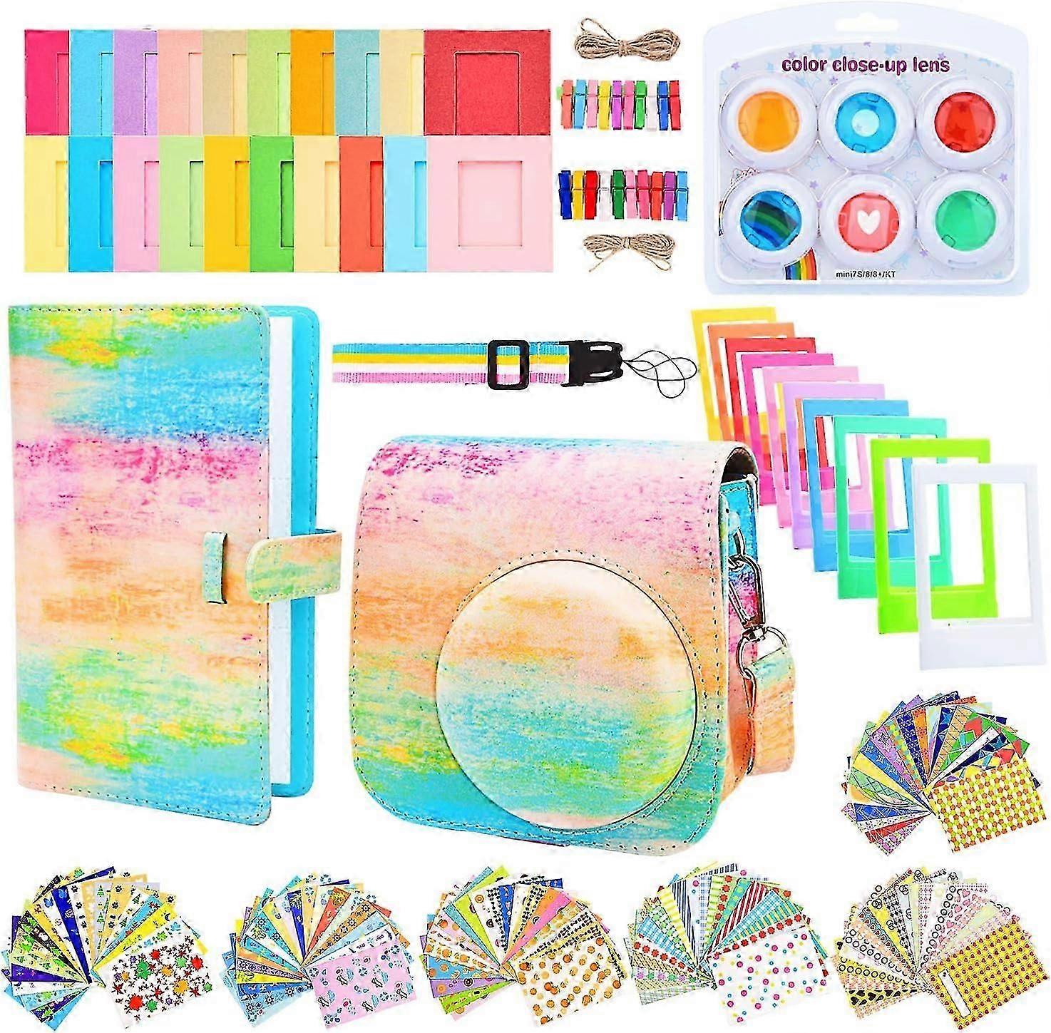 Camera Accessory Kit Compatible with Fujifilm Instax Mini 9 Accessories: Case Album Film Sticker Desktop Frame Hanging Frame Filter Strap