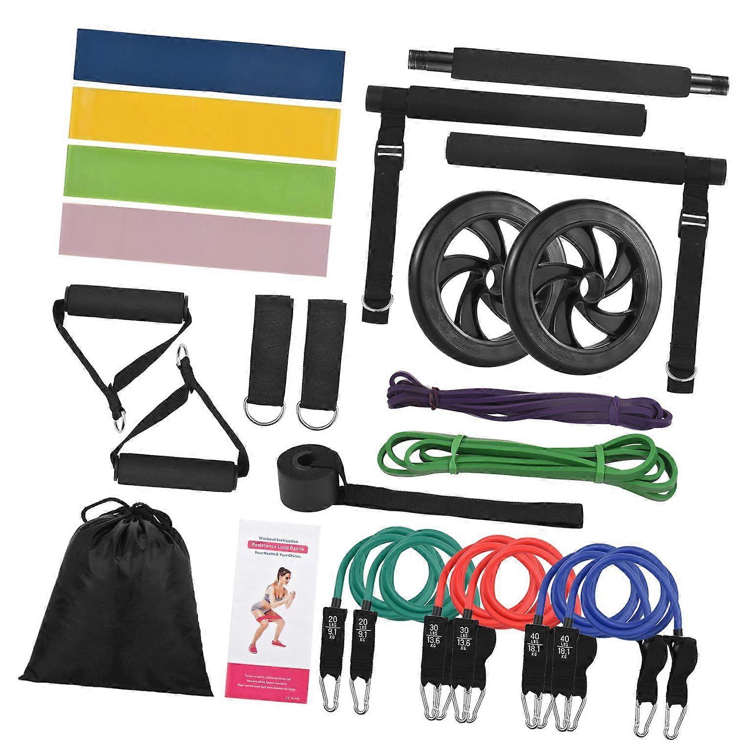 Portable 180lbs Multifunctional Pilates Bar Kit with Resistance Bands