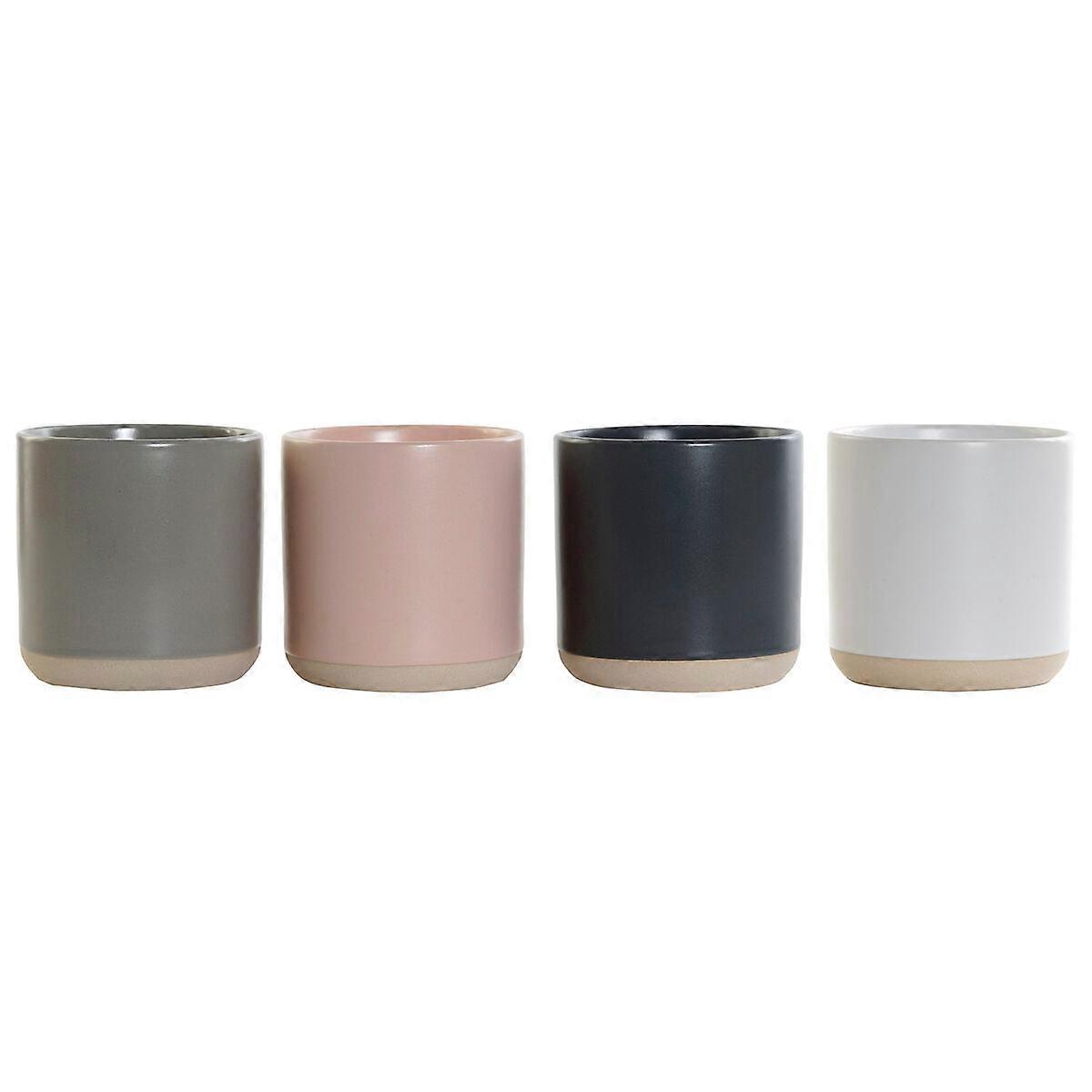 Mok DKD Home Decor Lichtroze Donkergrijs Lichtgrijs Steengoed (350 ml) (4 Stuks)