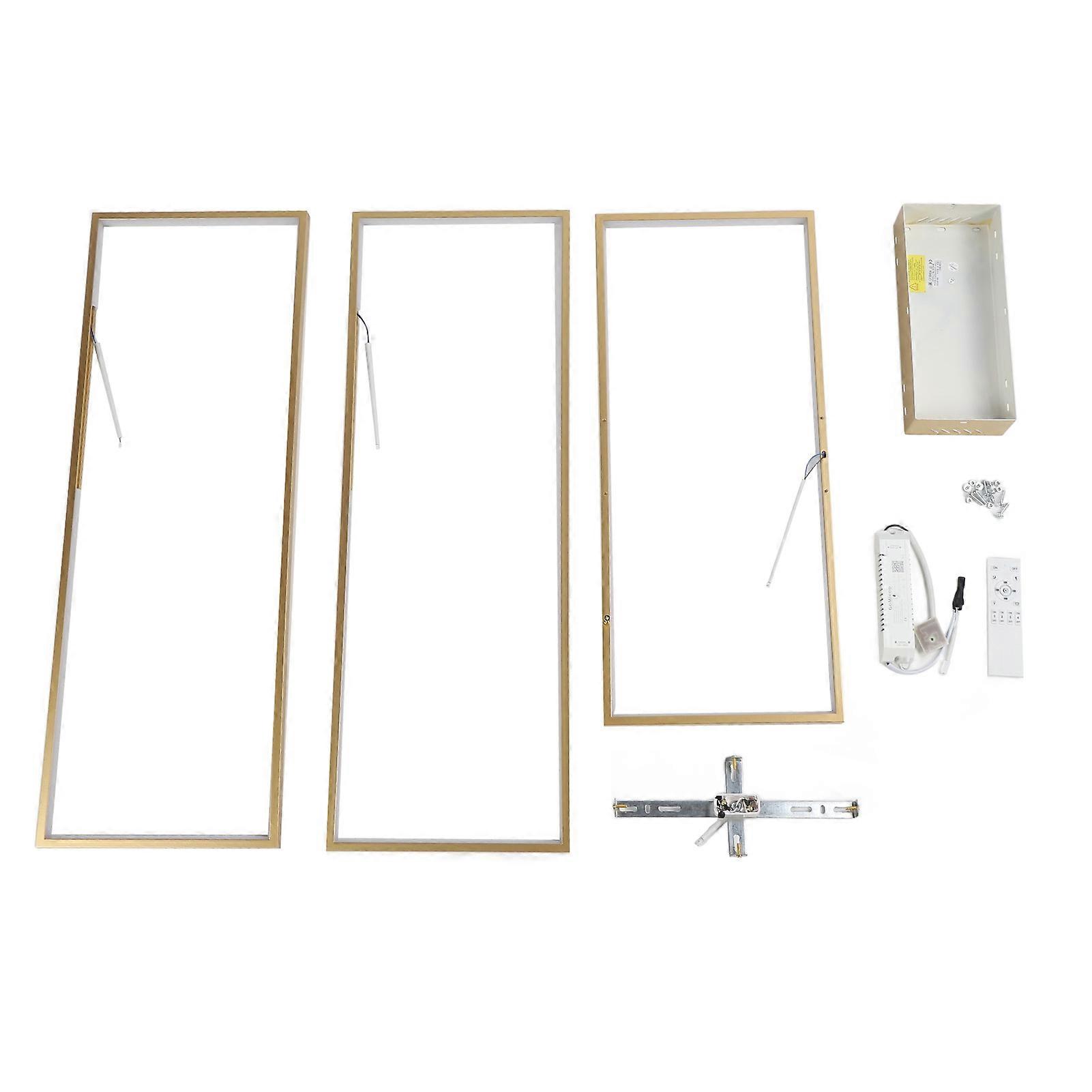 Modern Dimmable LED Ceiling Light 3 Levels Rectangular Flush Mount Ceiling Lamp with Remote Control for Bedroom Living Room 100-265V
