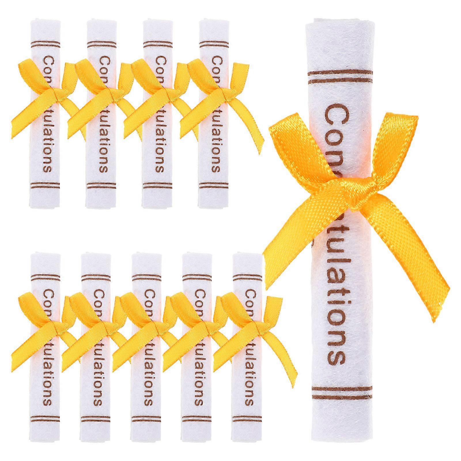 25pcs Mini Graduation Certificate Models Non-woven Certificate Scroll Micro Landscape Bear Doll Decor