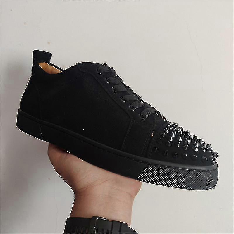 Chaussures décontractées à semelles rouges, à tête basse, à semelles plates, pointues, à semelles plates, baskets noires