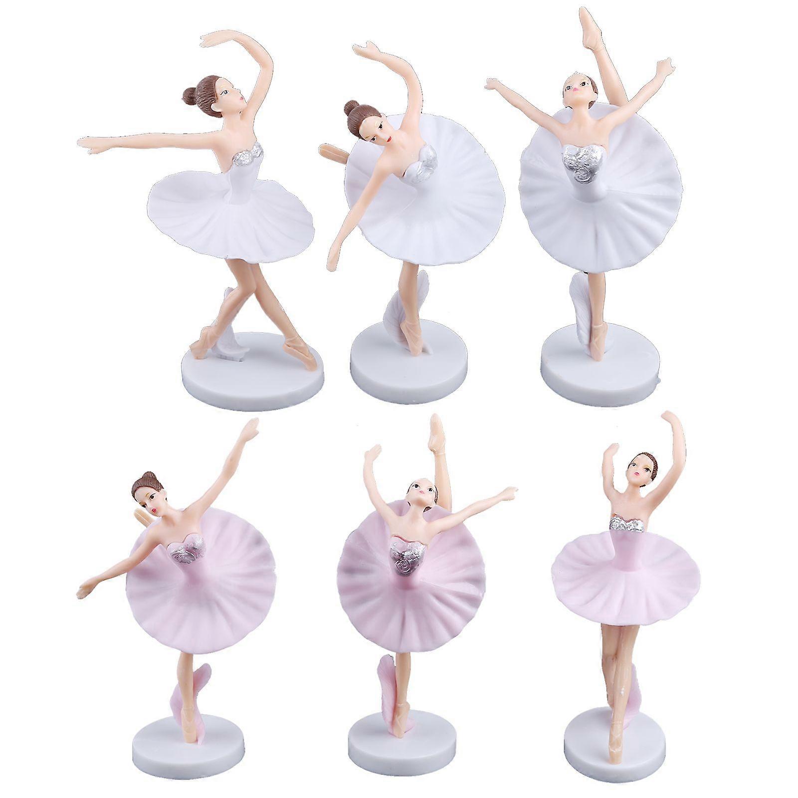 Set of 6 Miniature Figurines Toy Ballet Girls Playset Ballerina Cake Decorations