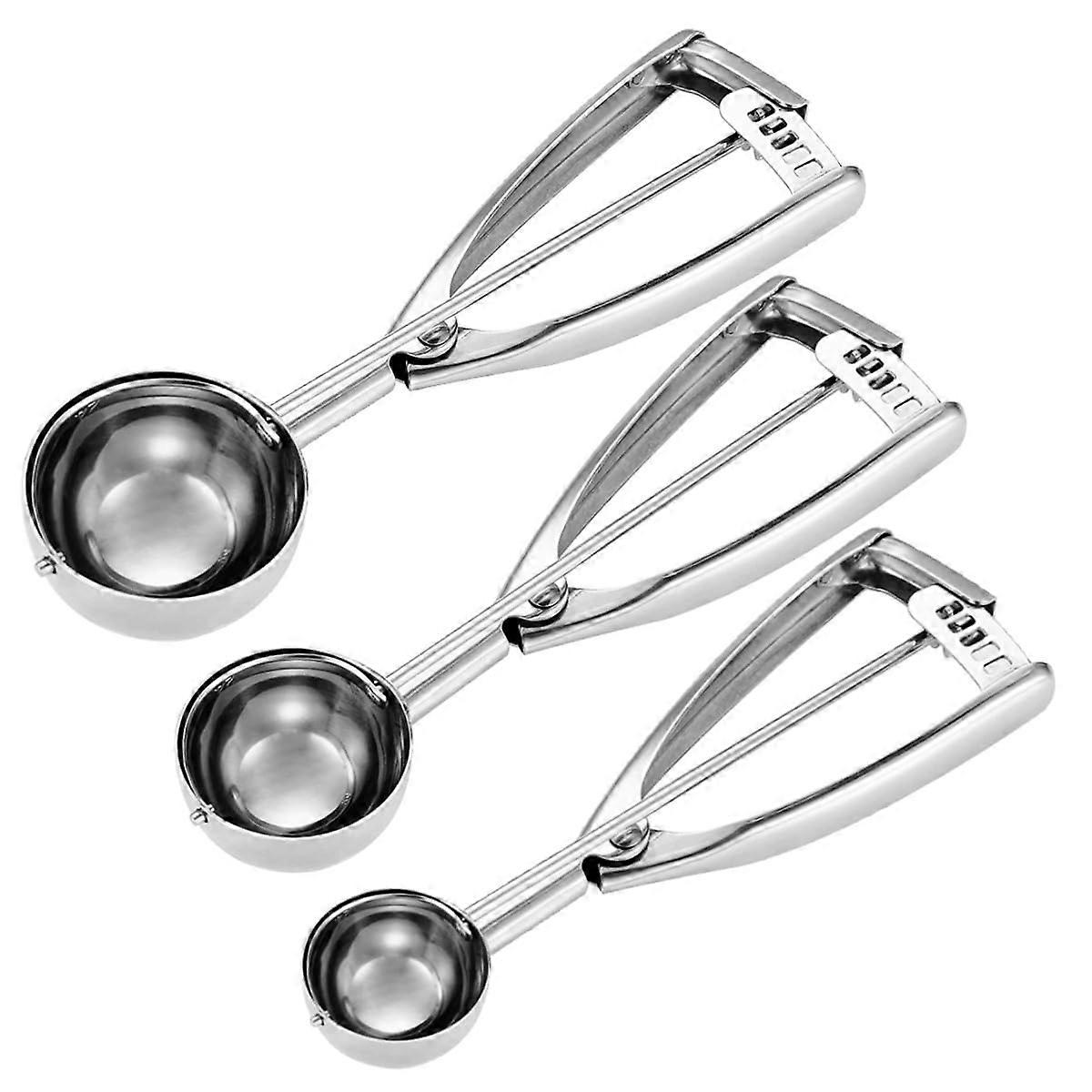 Stainless Steel Cookie Scoop Set - Small 1 Tbsp, Medium 2 Tbsp, Large 3 Tbsp for Baking Cookies and Ice Cream