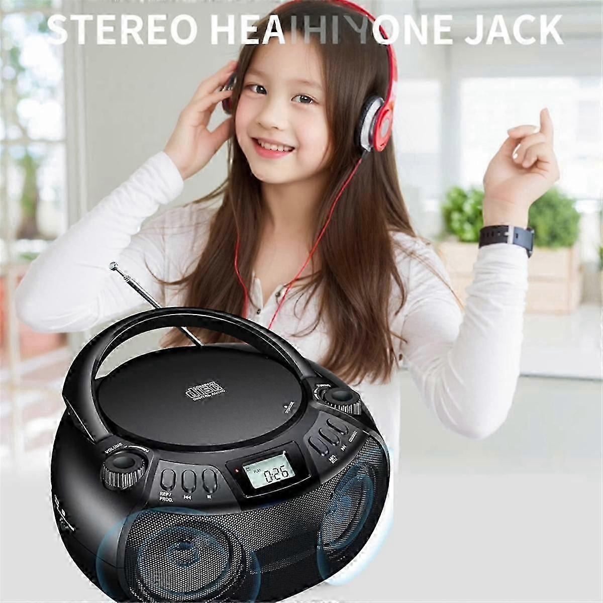 CD Player Multifunction Portable Bluetooth CD Player Radio Dual Speaker Stereo Audio Input USB Player EU Plug