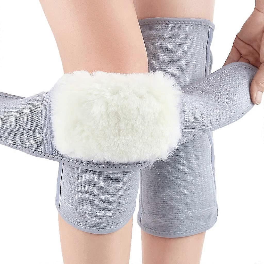 Outdoor Sports Warm Lengthened Knee Pads Protector Protective Wool Elastic Thermal Plush Kneepad Kneecap Kneelet Solid(XL)