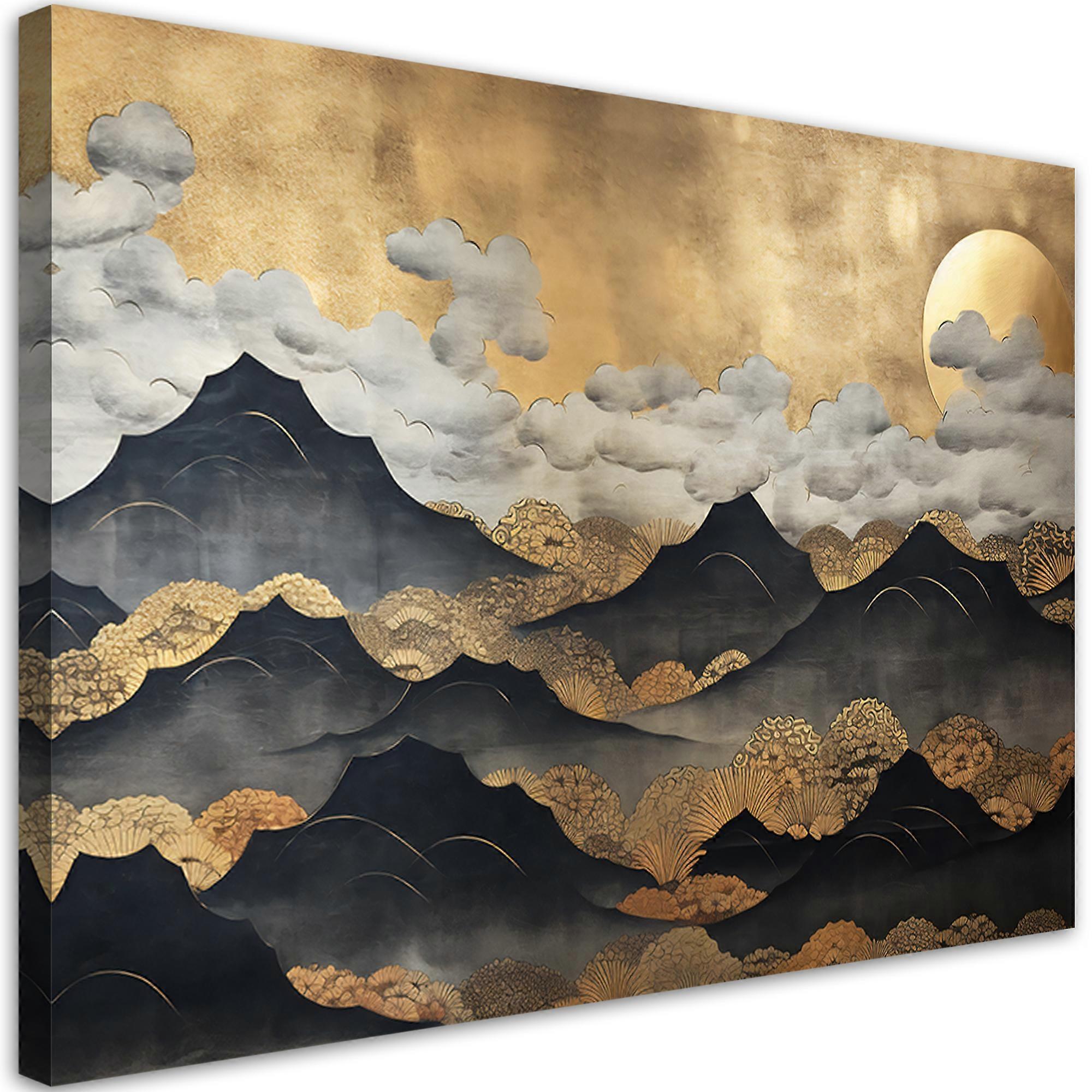 Leinwandbild, Goldene Berglandschaft - 60x40