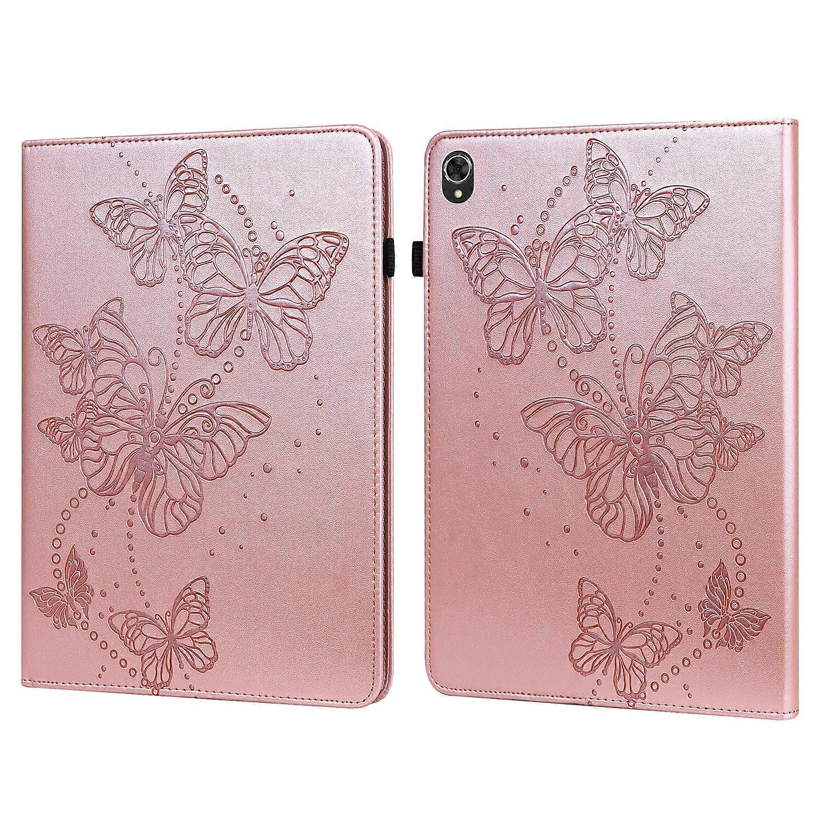 For Lenovo Tab K10 Embossed Butterfly Pattern Leather Tablet Case