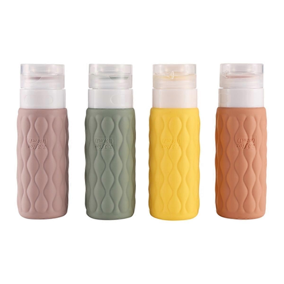 4Pcs 100ml Silicone Travel Bottles Set for Toiletries Leak Squeezable