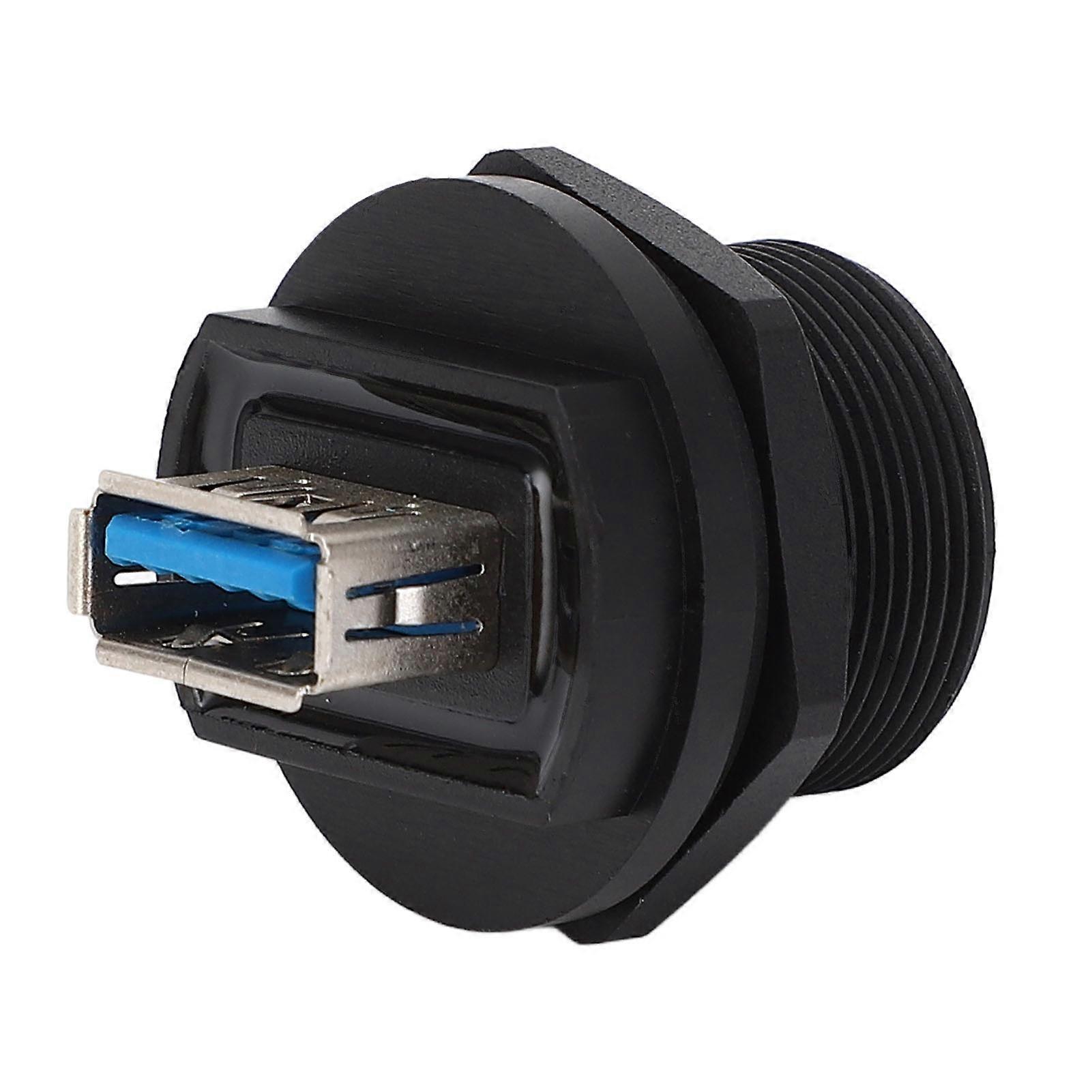 USB 3.0 Dual Female Connector Water Resistant Double Head Threaded Rear Panel Socket