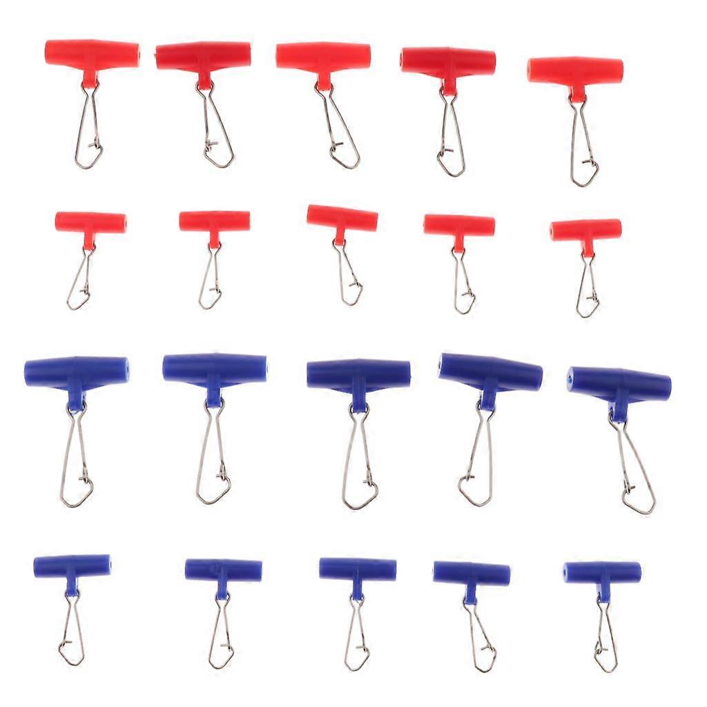 20 Pcs Fishing Sinker Slides with Hooked Snap Connector for Braid Line S & L