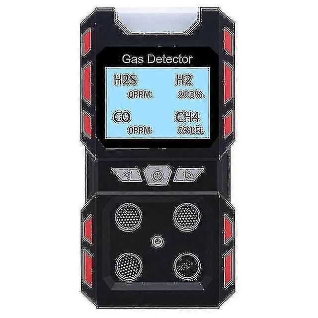Portable 4 Gas Detector, Sound Light Vibration Rechargeable Lcd Screen