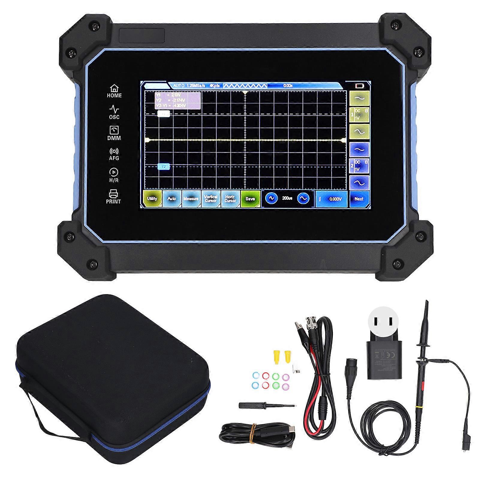 Digital Touch Screen 2 Channel 110MHz Bandwidth 250MSA/s Sampling Rate Handheld Oscilloscope Kit AC100‑240V