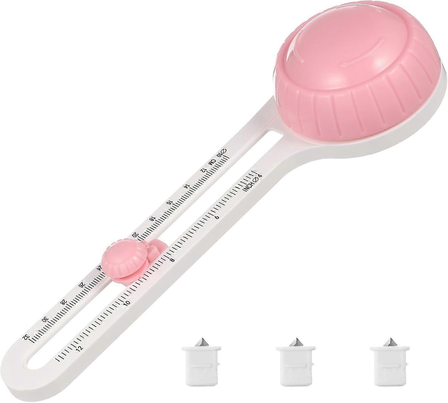 Circle Cutter Tool for Paper Crafts - Rotary Round Cutting Knife with 3 Blades for Scrapbooking, Card Making, DIY Projects (Pink)